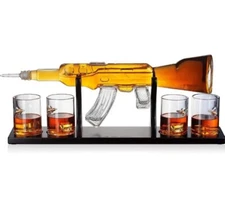 Gun Large Decanter Set Bullet Glasses - Limited Rifle Men's Gift Sets NIB
