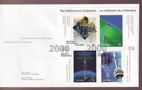 Canada FDC 2000 Millennium-Engineering Technological Marvels pane of 4, sc#1831