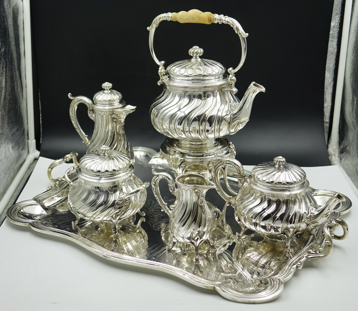 19th Century French Christofle Marly Silver Plate Samovar Coffee