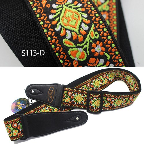 Embroidery Bohemian Cotton Electric Acoustic Guitar Belt Adjustable Soft Strap - Picture 17 of 99
