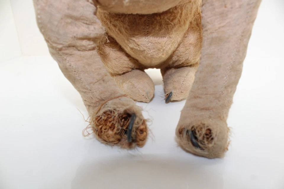 Antiguo Bulldog Inglés Años 1920-30 12" Bronceado Terciopelo Paja Alambre Relleno Foto 3 de 4