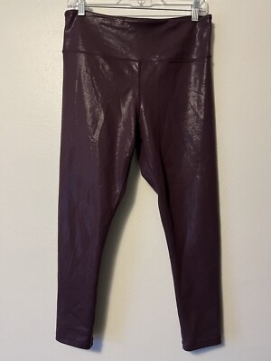 Zyia Active Light N Tight Womens Size 12 Purple Metallic 7/8 Leggings High Rise
