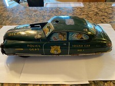 VINTAGE MARX PRESSED METAL LITHO DICK TRACY SQUAD FRICTION CAR N0 1 6 3/4" LONG