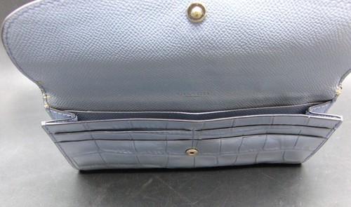 Coach Blue Croc Leather Wallet Purse with 8 Card Holders and Coin Pocket - Picture 4 of 9
