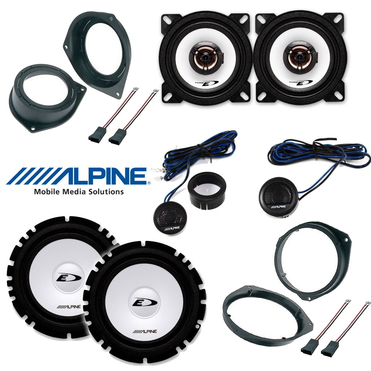 6 Speakers kit for FIAT GRANDE PUNTO/EVO Alpine with adapters and