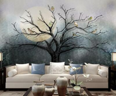 3D Branch Moon 12742NA Wallpaper Wall Mural Removable Self-adhesive Fay