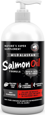 Wild Alaskan Omega-3 Blend Pollock + Salmon Oil for Dogs & Cats (32Oz). 100% Pur