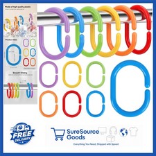Durable C-Shape Shower Curtain Hooks Rainbow 24Pcs Easy Glide Plastic Rings