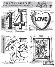 Stampers Anonymous Tim Holtz Cling Stamps 7"X8.5"-Valentine Blueprint