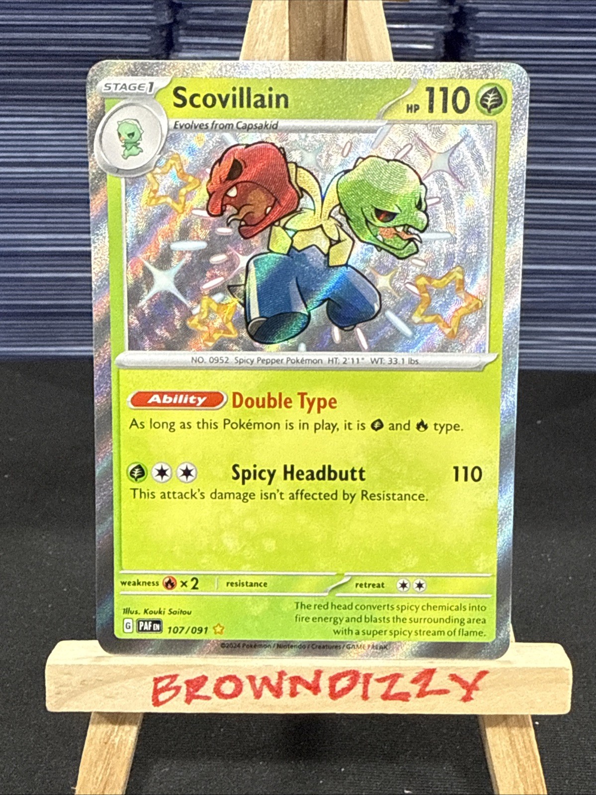 Pokemon TCG Scovillain 107/091 Paldean Fates Set Shiny Holo Rare