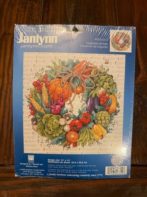 NEW Janlynn VEGETABLE WREATH Cross Stitch Kit 14X14 023-0312 SEALED 2005