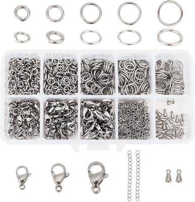 830Pcs Jewelry Making Findings Stainless Steel, 680Pcs 5 Styles Jump Rings 90Pcs