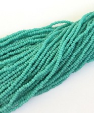 15/0 Two Hanks Czech Opaque Green Turquoise Glass Seed Beads- 24 Strands