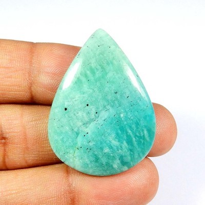 Natural Green Amazonite Gemstone Pear Shape Polished Cabochon Loose 43 Ct #10851
