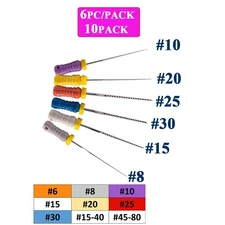 60pc Dental Endo K-files Root Canal File 25mm Hand Files Stainless Steel #6#8#10