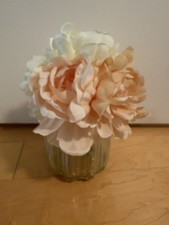 Pink and White Artificial Peony Flower Arrangement Glass Vase