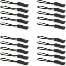 Upgraded 20PCS Premium Black Zipper Pulls - Replacement Zipper Tab Tags Cord Ext