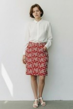 Talbots Skirt Women's Red Floral Pencil Size 6 vintage Excellent condition