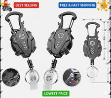 2pack Heavy Duty Retractable Keychain, Tactical Id Badge Holder Reel Carabiner