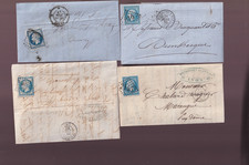 🦬 Lot de 4 Lettres avec N°14 et 22-20 c Bleu Empire-Différentes oblitérations🦬