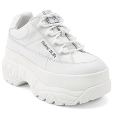 Naked Wolfe Sporty Chunky Leather Sneaker, Women's Size 7 - White