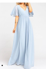 Show Me Your MuMu NWT Emily Empire Maxi Dress Sz XXS Steel Blue Chiffon