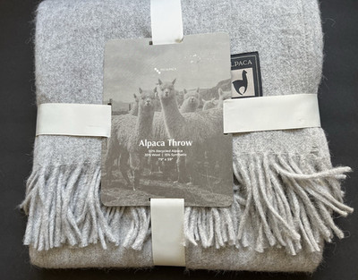 NWT INCALPACA TPX Peruvian Inspiration Alpaca Blanket Cover Throw 79'' x 59'' Grey