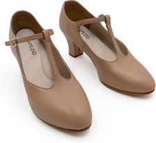 Capezio Jr. Footlight T-Strap Character Shoe, Caramel, 13.5 M