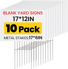 10 Pack Yard Signs with Metal Stakes, Custom Yard 17 X 12 Inches, Corrugated Pla