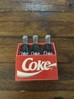 Vintage 1993 Plastic Coke 3-Pack Refrigerator Magnets 3 Bottles in Carrier
