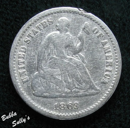 1863-S Seated Liberty Half Dime — photo from the most recent tracked eBay sale