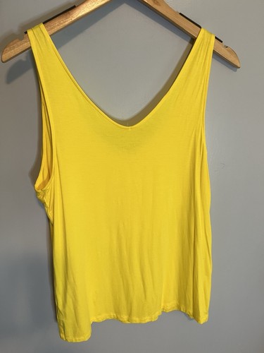 Merona Bright Yellow Tank Top Ruffles - Size Women's Large Soft V-neck - Picture 3 of 3