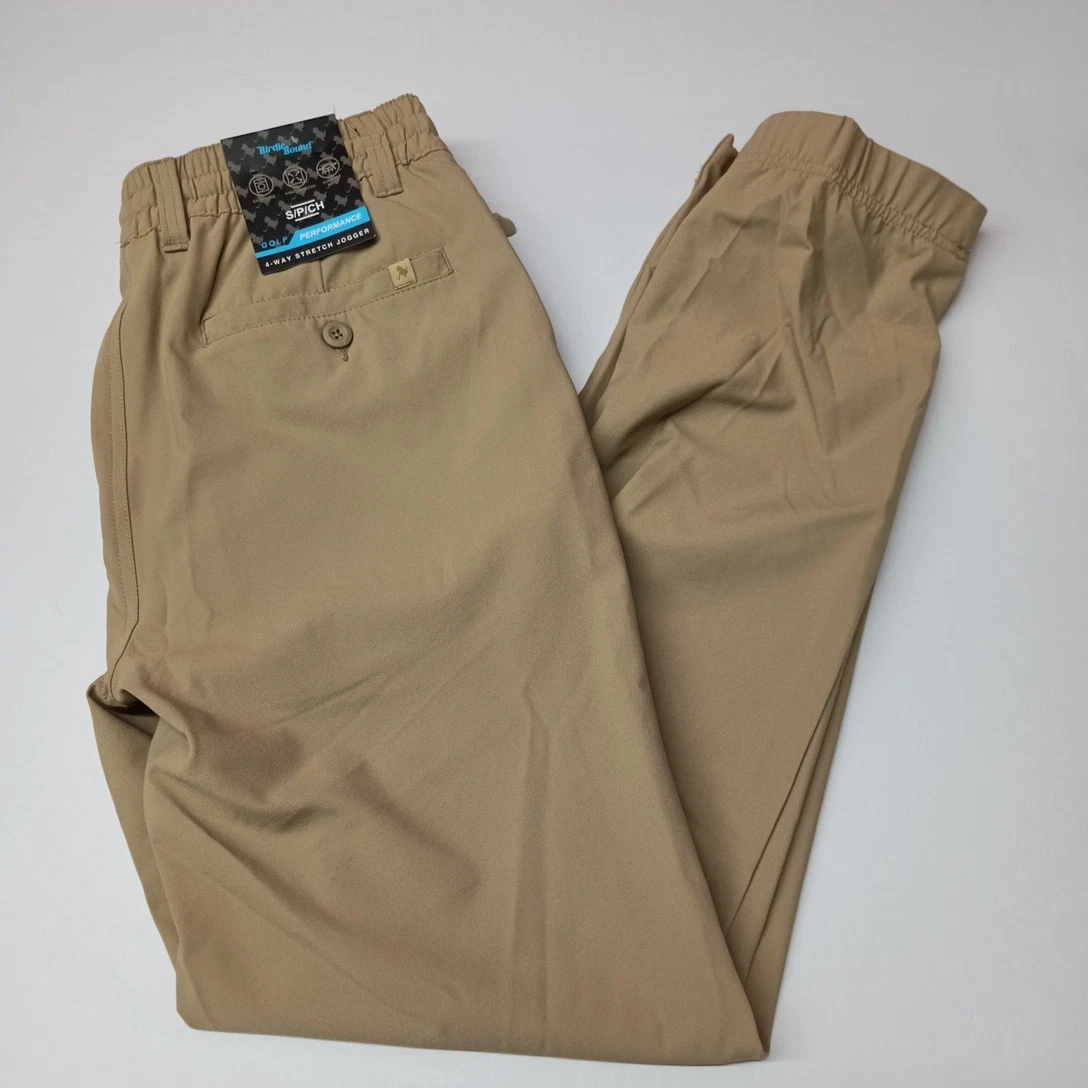 Birdie Bound Performance Golf Joggers Men's S Khaki Stretch Outdoors Drawstring