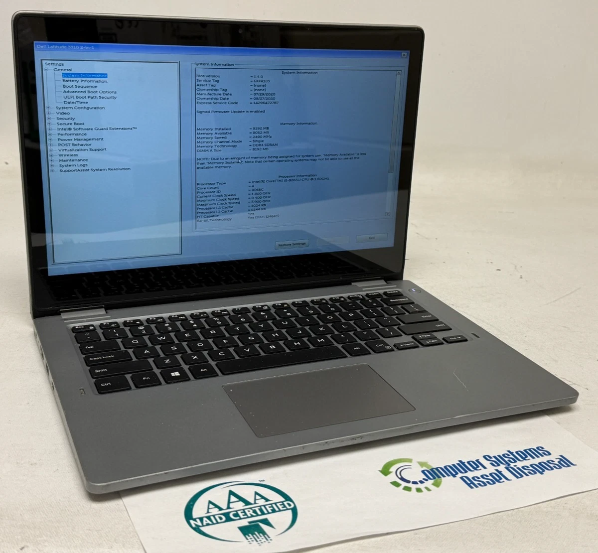 Dell Intel Core i5 8th Gen. PC Laptops & Netbooks 256 GB SSD