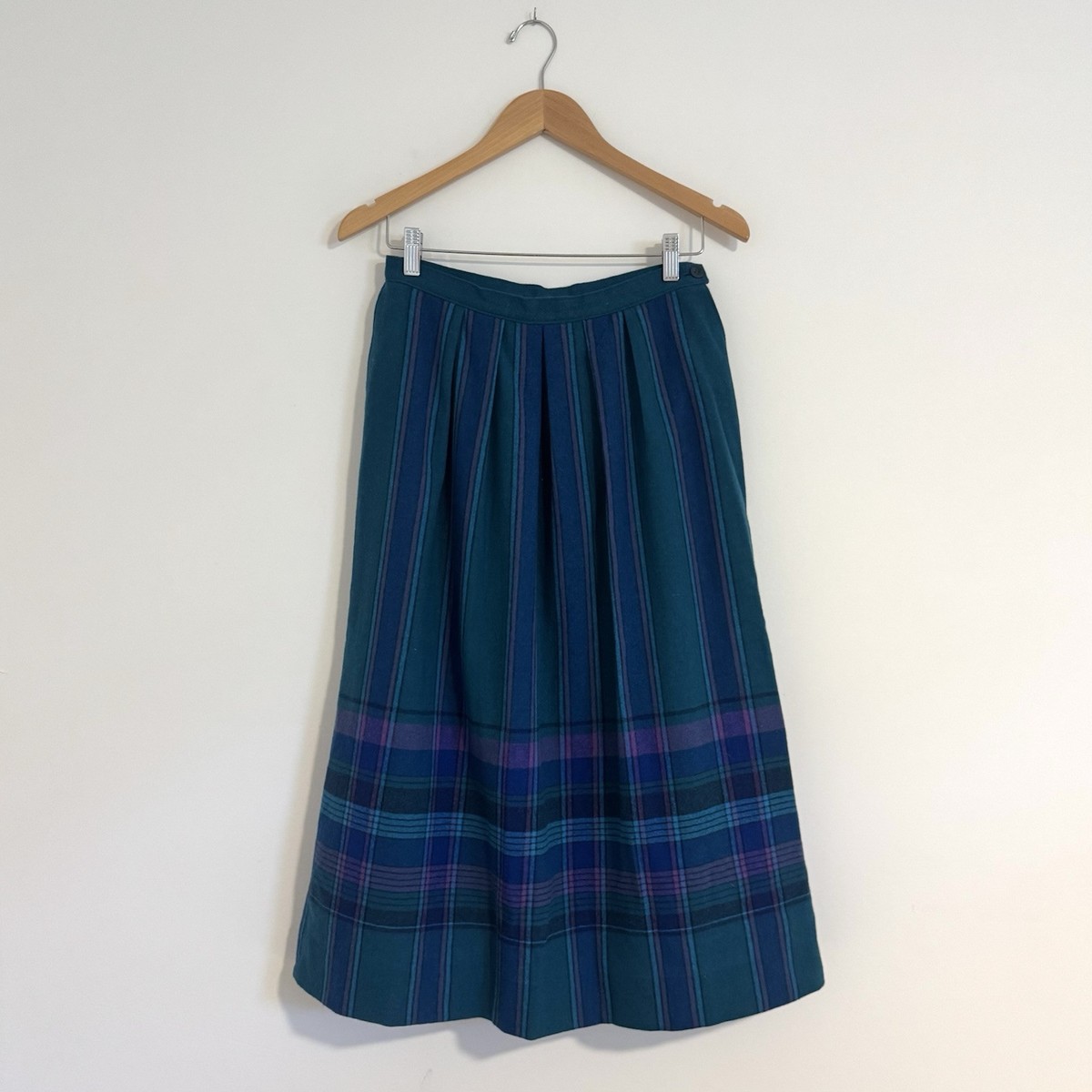 archive 70s〜80s pendleton purple long co Pendleton Vintage 80s Wool Teal & Purple Plaid Pleated High