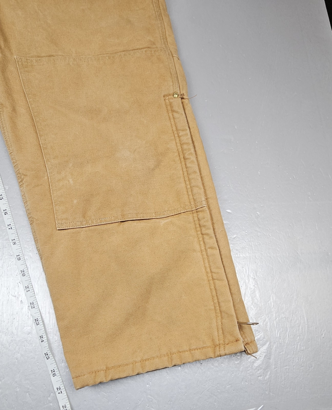 Carhartt Overalls Mens 40x28 Vintage Duck Lined Bib Tan Double Knee thumbnail 3