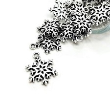 1, 4, 20 or 50 Pieces: Silver Snowflake Christmas Winter Charms - - US Seller