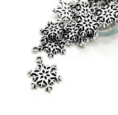 Silver Snowflake Christmas Winter Charms, 21x16mm - US Seller