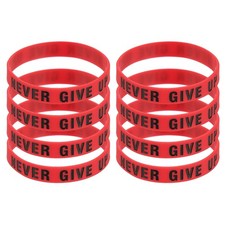 8Pcs NEVER GIVE UP Wristbands for Motivation, Red