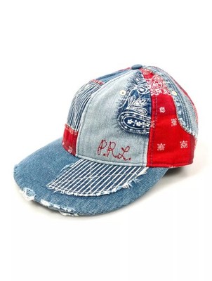 Polo Ralph Lauren Denim Flag Patch Hat Cap Blue Red One Size NWT POLO RALPH LAUREN PATCHWORK RED AND BLUE BANDANA HAT  main image 3