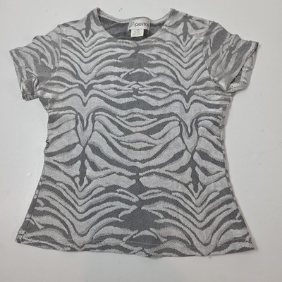 gantos women's shirt y2k silver cropped stretch large