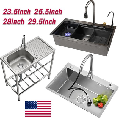 #ad Drop In Kitchen Sink Stainless Steel Single Bowl Sinks with Faucet Flying Rain $92.00