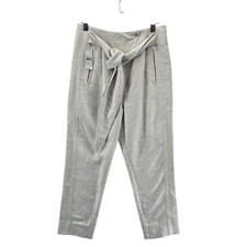 AYR Pants Womens 4 NEW The Lover High Rise Flannel Asymmetrical Light Gray Crop