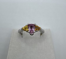 14 Kt solid W gold PinkSAPPHIRE -Diamond ring 1.34ctT.w  ( CLOSED STORE)
