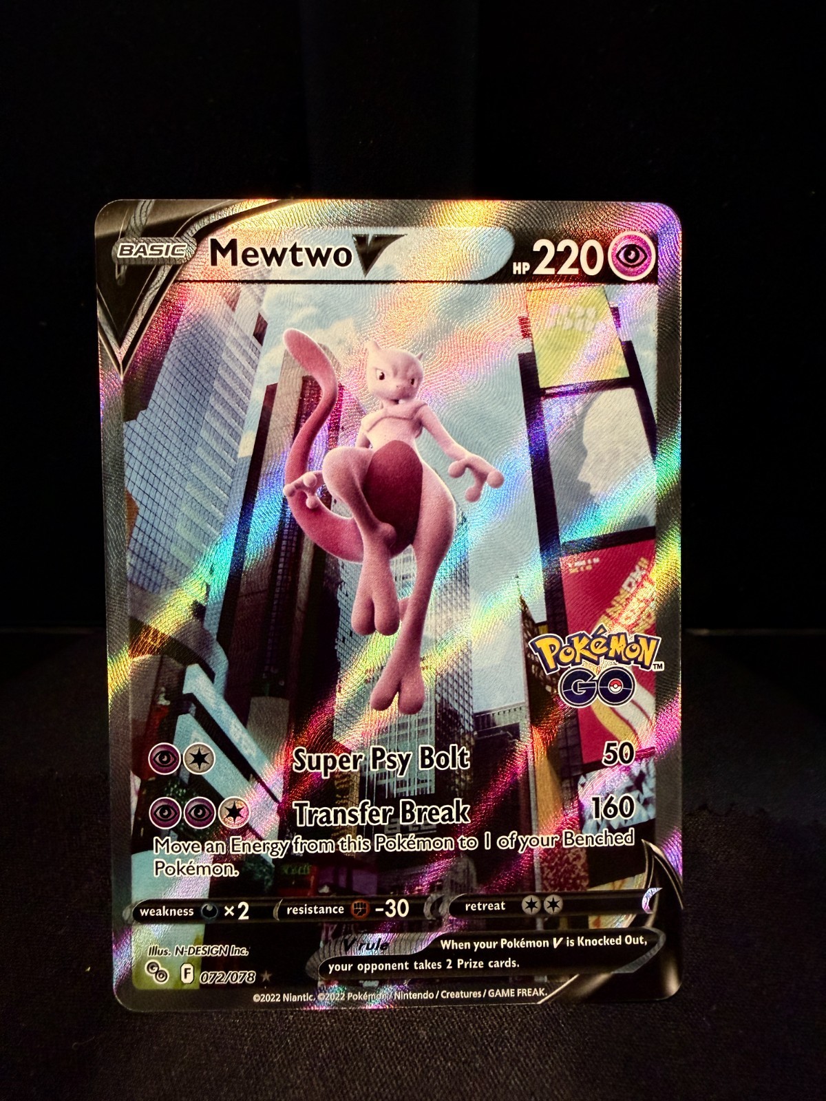 Mewtwo v (Alternate Full Art) 072/078 Pokémon Go Holo NM+