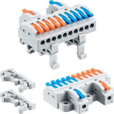 6pcs DIN Rail Terminal Blocks, DIY Splicing Wire Connectors for Circuit Inlin...