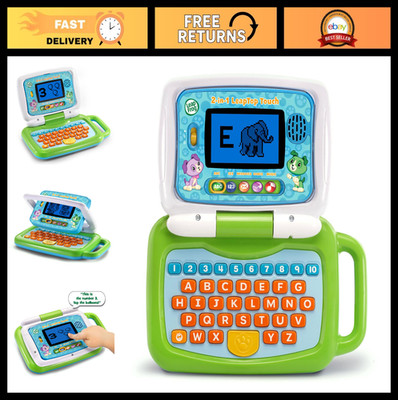 2-in-1 LeapTop Touch Laptop Toy for Kids, Educational Learning & Fun, Green
