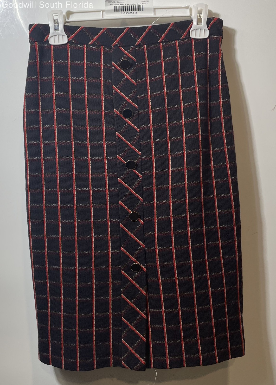 Ann Taylor Womens Multicolor Plaid Side-Zip Straight & Pencil Skirt Size Small