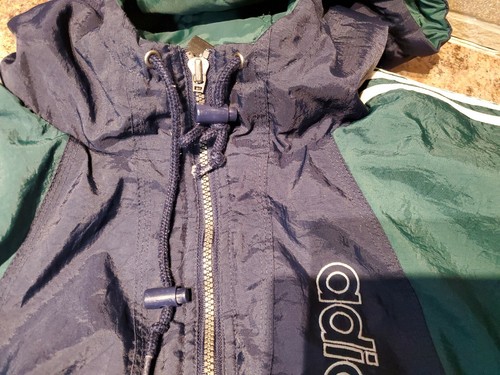 Chaqueta Adidas Vintage Para Hombre Bloque de Color Bordada Cremallera Completa Con Capucha Usada En Excelente Condición Al Aire Libre - Imagen 4 de 12