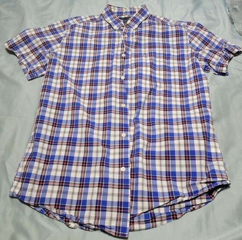 Tommy Hilfiger Men’s Classic Fit Short Sleeve Plaid Button-Down Shirt Large Blue - Picture 4 of 7